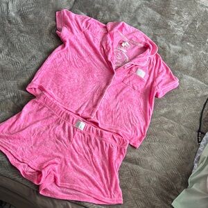 Pink Terry Cloth Pajama Set